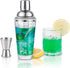 Ailelan Glass Cocktail Shaker with Strainer, 14oz Clear Drink Shaker Bottle with 6 Recipes, Measurements, Bartender Kit