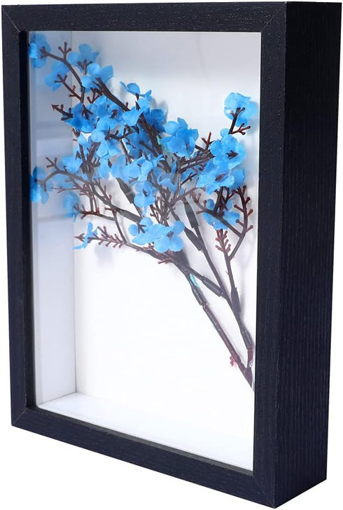 KAPIX Small Shadow Box 4x6 Picture Frame with HD Plexiglass, Deep Wood Memory Box for Keepsake Display (Black)