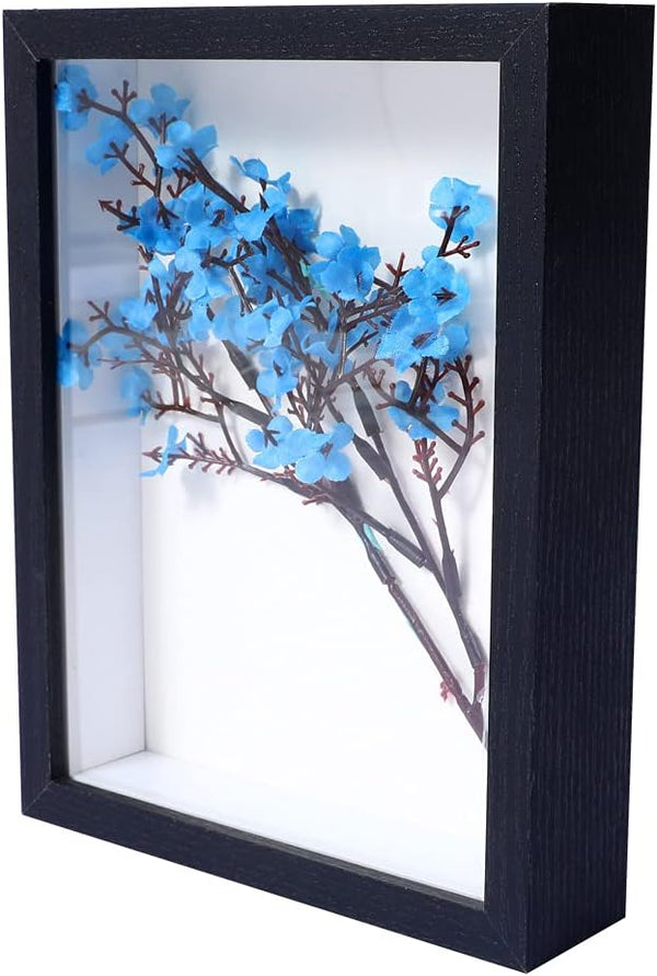 KAPIX Small Shadow Box 4x6 Picture Frame with HD Plexiglass, Deep Wood Memory Box for Keepsake Display (Black)