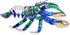 6" Tiny Blue Green Gold Dots Lobster Figurine - Miniature Hand Blown Painted Glass Shrimp Prawn Crustacean Crystal Sea