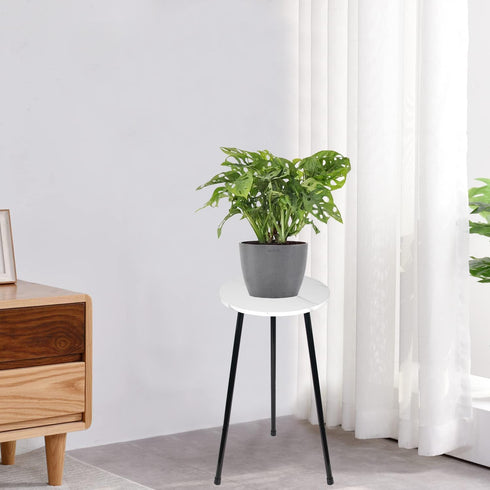 ARTORA 18 Inch (18.11' 9.25") Indoor Plant Stand, Mid Century Wood Plant Stool Adjustable White Corner Tall Plant Sand