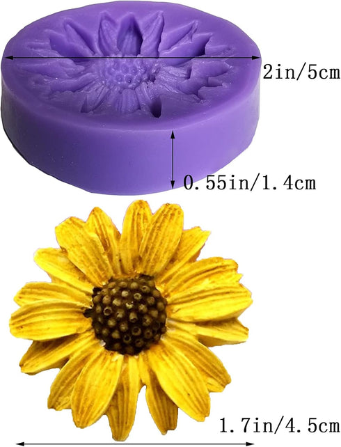 2PCS Sunflower Silicone Molds - Premium Fondant Mold for Cake Topper Decoration, DIY Chocolate Candy Jelly Crafts