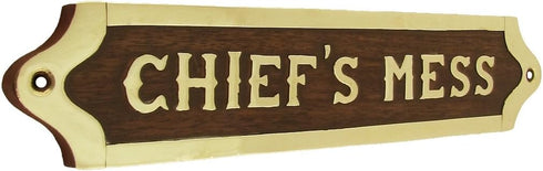 Treasure Gurus Chiefs Mess Brass Door Sign, Maritime Ships Plaque