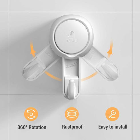 Marchpower Shower Suction Cup Hooks - 4 Pack Reusable Heavy Duty Vacuum Suction Hook for Bathroom Wall