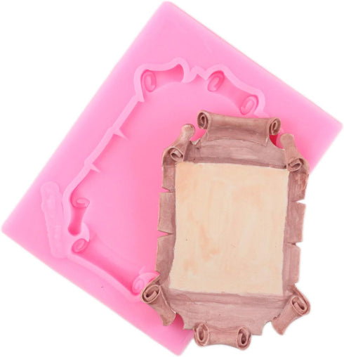 Mujiang Baroque Style Fondant Molds - Curlicues Scroll Lace Photo Frame Silicone Molds Set of 4