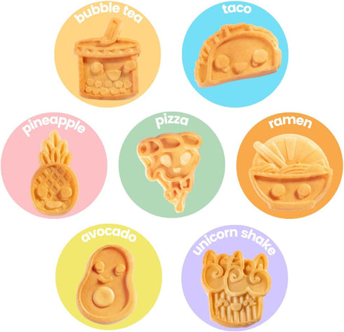 Fun Food Friends Mini Waffle Maker - 7 Kawaii Style Design Pancakes for Fun Breakfast or Kids Dessert Treats