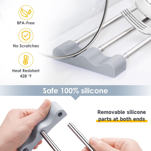 Tomorotec Adjustable Over-The-Sink Kitchen Rack for Dishcloths, Sponges, Bottles and Brushes - Heat-Resistant Stainless