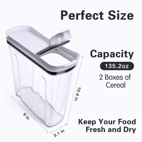 Set, 4L/135.2oz, 2PCS FreshKeeper Cereal Containers Storage Airtight Food Storage Container with Lid BPA-FREE Plastic
