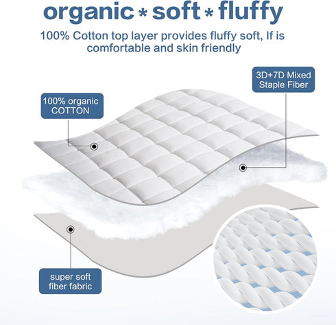 8-21 (39x80 LEISURE TOWN Cotton Mattress Pad Twin XL Size Fitted Quilted Mattress Cover Pillow Top Mattress Topper