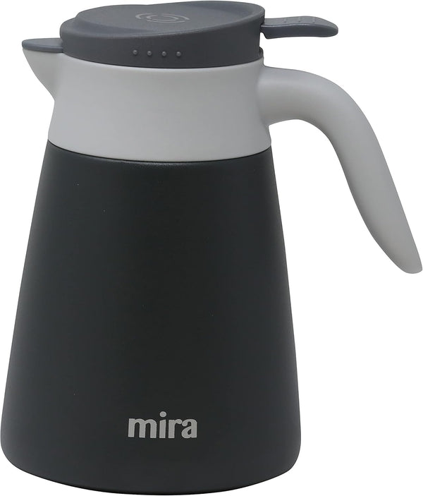 MIRA Insulated Coffee Carafe Server, Stainless Steel Vacuum Flask Coffee Dispenser, 34 oz, Graphite