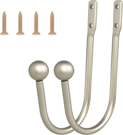 Curtain Holdback, 4 Pcs Wall Mounted Heavy Duty Metal Drapery Tiebacks with Screws, Decorative Window Holder