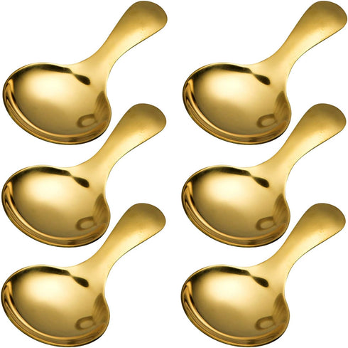 Short Handle Spoons Set of 6, 3.5 Inches Stainless Steel Mini Salt Spoons for Dessert, Tea, Coffee, Cake