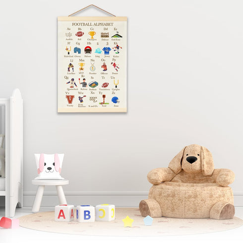 BirtDerr Football-Themed Alphabet Wall Art for Boys' Rooms - Inspiring Nursery Decor