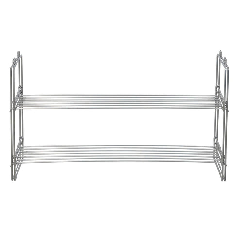 Two-Tier Chrome Shoe Rack - Stackable Storage Solution