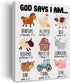 Hijie Inspirational Motivational God Says I Am Poster Canvas Wall Art for Nursery