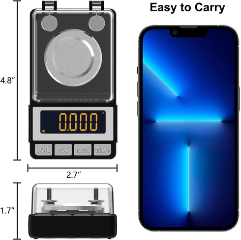 WEIGHTMAN Milligram Scale 50g / 0.001g, High Precision Jewelry Scale with 2X 20g Calibration Weight