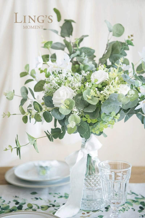 Ling's Moment Artificial Rose Flowers, 25pcs Foam Roses with Stem for DIY Wedding Bouquets and Home Decorations