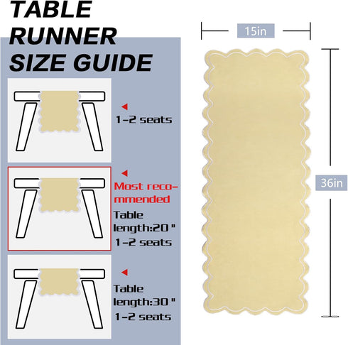 15 36 Inch, yuboo Small Scalloped Table Runner x Vintage Short Champagne Coffee Table Cover, Dresser Scarf for Bedroom