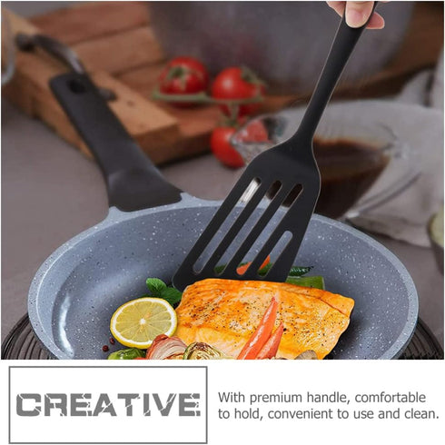 Luxshiny Fine Mesh Strainers, Silicone Wok Spatula, Slotted Fish Turner for Nonstick Cookware