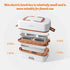 Brown Electric Lunch Box Food Heater, 270W 304 Stainless Steel, 1000mL Capacity for Adults/Work