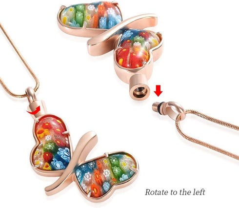 Minicremation Cremation Jewelry for Ashes - Memorial Keepsake Butterfly Necklace for Women