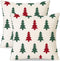 Red and Green Christmas Tree Pillow Covers 18x18 Set of 2 Outdoor