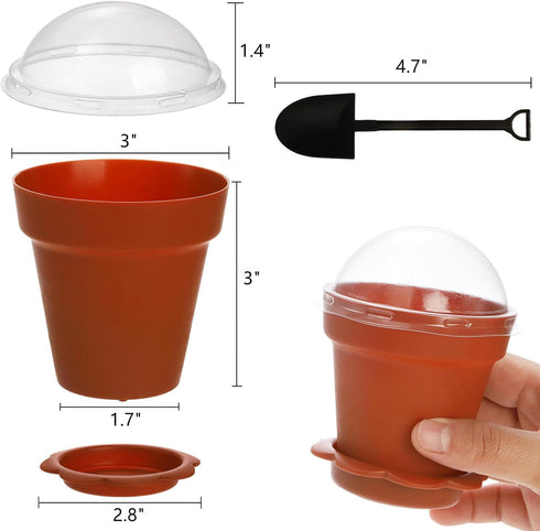 50 Pack 6.7 oz ZEAYEA Dessert Cups With Lids and Spoons, Plastic Parfait Appetizer Cups, Cute Mini Flowerpot for Ice