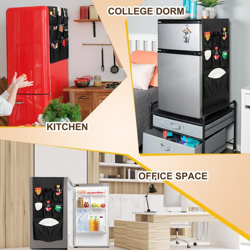 Mini Fridge Organizer with 15 Pockets, Over the Fridge Storage Organizer for Dorm, Durable Mini Fridge Caddy