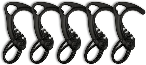 Gear Hook Black 5-Pack — Lightweight Versatile S Hook for Backpacks and Closet Storage, Heavy Duty Alternative for