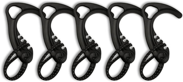 Gear Hook Black 5-Pack — Lightweight Versatile S Hook for Backpacks and Closet Storage, Heavy Duty Alternative for