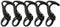 Gear Hook Black 5-Pack — Lightweight Versatile S Hook for Backpacks and Closet Storage, Heavy Duty Alternative for