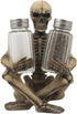 Home 'n Gifts Scary Skeleton Glass Salt and Pepper Shaker Set with Decorative Spice Rack