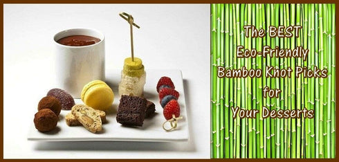 Gmark Bamboo Cocktail Picks 4.5" 300 ct - Looped Knot Skewers, Twisted Ends for Cocktail Party, Barbeque, Club