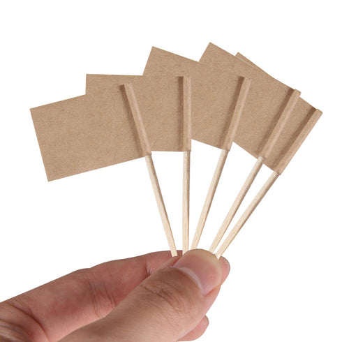 Senkary 100 Pack Blank Toothpick Flags, Kraft Paper Food Signs Cheese Markers for Charcuterie Board Accessories