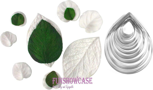 Funshowcase 10-pieces Rose Dahlia Flower Cutter Set for Fondant Gum-paste Polymer Clay