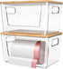spospo 2 Pack Trash Bag Holder with Bamboo Lid, Stackable Trashbag Dispenser,