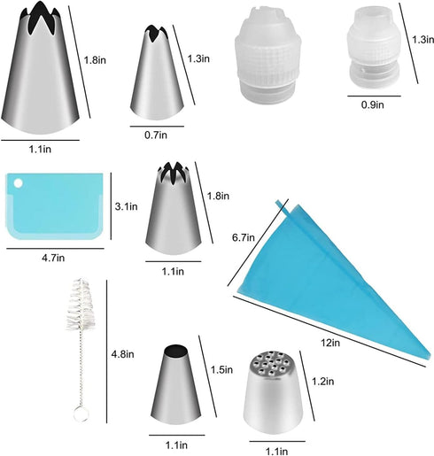 Cake Piping Set for Baking with Reusable Bags and Tips, Decorating Supplies for Cupcake, Cookie Icing.