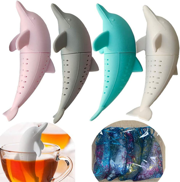 Dolphin Tea Infuser, Cute Animal Loose Leaf Tea Strainer, 4-pack for Enjoyable Tea Times