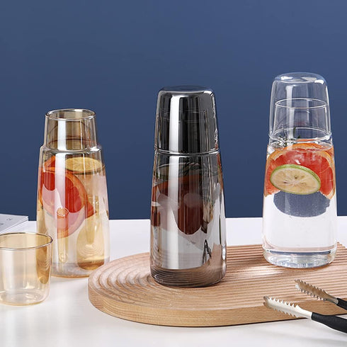 Set Set 25oz/750ml Yalucky Bedside Water Carafe with Tumbler, Bedside Carafe and Glass for Nightstand Bedroom Guest