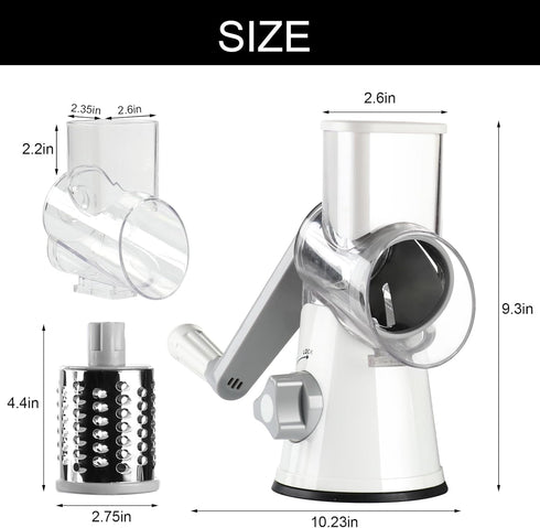 Cambom Rotary Cheese Grater Hand Crank Shredder for Fresh Cheese, Vegetables, Nuts, with Non-slip Suction Base and Free
