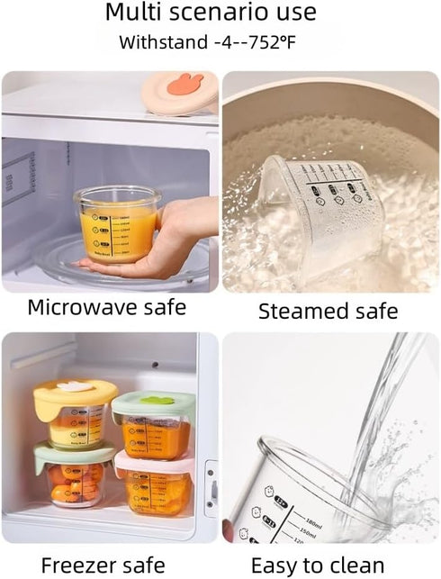 yaocoral 2 Pack 6 OZ Mini Glass Food Storage Containers with Lids,Small Food Jars Clear Glass Container