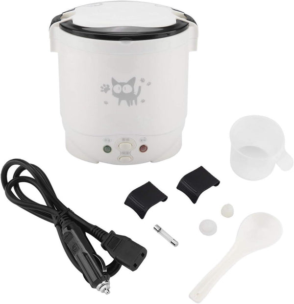 Tiiyee Mini Rice Cooker, 1L 12v Portable Rice Maker Electric Lunch Box