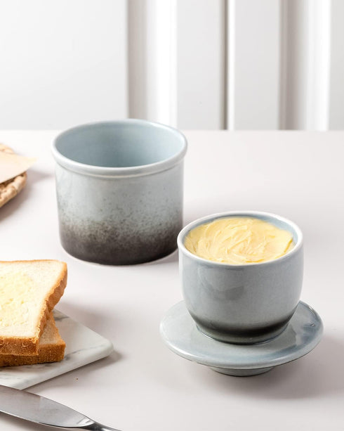 Counter, XELA Ceramic Butter Crock, French Butter Dish for Butter Keeper With Water Line for Spreadable Fresh Butter