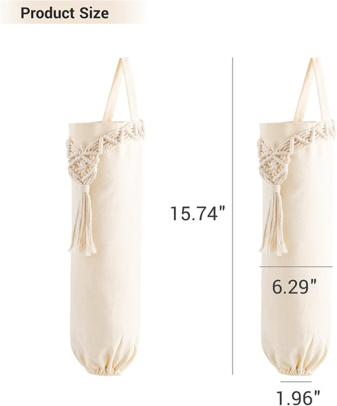 2 Pack Closet 6.3W 15.7L Mkono Macrame Plastic Bag Holder Grocery Organizer Shopping Trash Bag Dispenser Camper Boho