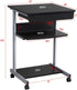 Topeakmart Mobile Compact Computer Desk Cart for Small Spaces, Work Workstation, Writing Desk Table with Drawers