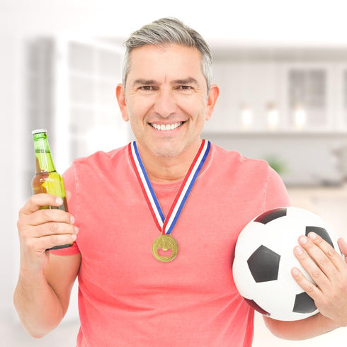 2PCS Medal Shaped Bottle Opener, Gold Medal Beer Opener with Neck Ribbon for Bar Bartender