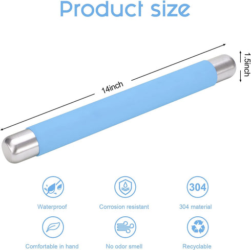 Rolling Pin Dough Roller for Baking with Thickened Non Stick Silicone Metal Handle, 13.8 X 1.5 Inches