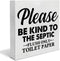 Country Only Flush Toilet Paper Wood Box Sign Decor, Be Kind to the Septic Wooden Box Block Sign for Bathroom Shelf