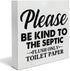 Country Only Flush Toilet Paper Wood Box Sign Decor, Be Kind to the Septic Wooden Box Block Sign for Bathroom Shelf