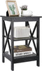 SUPER DEAL Side Table, 3-Tier End Table with Shelves, Versatile X-Design Wood